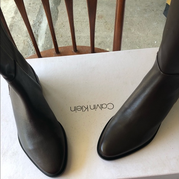 Calvin Klein Womens Finley Brown Riding Boots - Picture 2 of 8